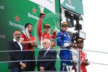 World © Octane Photographic Ltd. Formula 3 – Italian GP - Race 1. Robert Shwartzman - PREMA Racing, Marcus Armstrong - PREMA Racing and Jehan Daruvala - PREMA Racing. Autodromo Nazionale Monza, Monza, Italy. Saturday 7th September 2019.