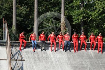 World © Octane Photographic Ltd. Formula 1 – Italian GP - Track walk. Scuderia Ferrari SF90 – Sebastian Vettel sits on old embankment. Autodromo Nazionale Monza, Monza, Italy. Thursday 4th September 2019.