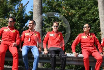World © Octane Photographic Ltd. Formula 1 – Italian GP - Track walk. Scuderia Ferrari SF90 – Sebastian Vettel sits on old embankment. Autodromo Nazionale Monza, Monza, Italy. Thursday 4th September 2019.