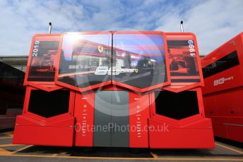 World © Octane Photographic Ltd. Formula 1 – Italian GP - Paddock. Scuderia Ferrari 90 years truck livery. Autodromo Nazionale Monza, Monza, Italy. Thursday 4th September 2019.