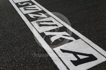 World © Octane Photographic Ltd. Formula 1 – Japanese GP - Grid. Suzuka track finish line script. Suzuka Circuit, Suzuka, Japan. Sunday 13th October 2019.
