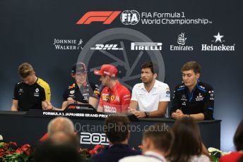 World © Octane Photographic Ltd. Formula 1 – Singapore GP. FIA Drivers Press Conference. Scuderia Ferrari – Charles Leclerc, McLaren – Carlos Sainz, Aston Martin Red Bull Racing– Max Verstappen, Renault Sport F1 Team – Nico Hulkenberg and ROKiT Williams Racing – George Russell. Suzuka Circuit, Suzuka, Japan. Thursday 10th October 2019.