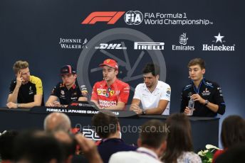 World © Octane Photographic Ltd. Formula 1 – Singapore GP. FIA Drivers Press Conference. Scuderia Ferrari – Charles Leclerc, McLaren – Carlos Sainz, Aston Martin Red Bull Racing– Max Verstappen, Renault Sport F1 Team – Nico Hulkenberg and ROKiT Williams Racing – George Russell. Suzuka Circuit, Suzuka, Japan. Thursday 10th October 2019.