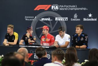 World © Octane Photographic Ltd. Formula 1 – Singapore GP. FIA Drivers Press Conference. Scuderia Ferrari – Charles Leclerc, McLaren – Carlos Sainz, Aston Martin Red Bull Racing– Max Verstappen, Renault Sport F1 Team – Nico Hulkenberg and ROKiT Williams Racing – George Russell. Suzuka Circuit, Suzuka, Japan. Thursday 10th October 2019.