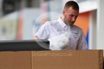 World © Octane Photographic Ltd. Formula 1 – Japanese GP - Paddock. McLaren unpacking new parts. Suzuka Circuit, Suzuka, Japan. Thursday 10th October 2019.