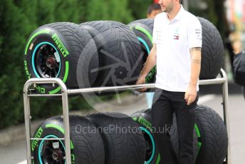 World © Octane Photographic Ltd. Formula 1 – Japanese GP - Paddock. Pirelli intermediate tyres. Suzuka Circuit, Suzuka, Japan. Thursday 10th October 2019.