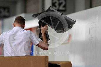 World © Octane Photographic Ltd. Formula 1 – Japanese GP - Paddock. McLaren unpacking new parts. Suzuka Circuit, Suzuka, Japan. Thursday 10th October 2019.
