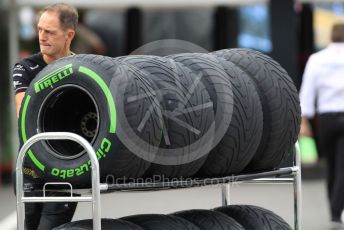 World © Octane Photographic Ltd. Formula 1 – Japanese GP - Paddock. Pirelli intermediate tyres. Suzuka Circuit, Suzuka, Japan. Thursday 10th October 2019.