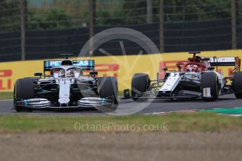 World © Octane Photographic Ltd. Formula 1 – Japanese GP - Practice 1. Mercedes AMG Petronas Motorsport AMG F1 W10 EQ Power+ - Lewis Hamilton  and Alfa Romeo Racing C38 – Kimi Raikkonen. Suzuka Circuit, Suzuka, Japan. Friday 11th October 2019.