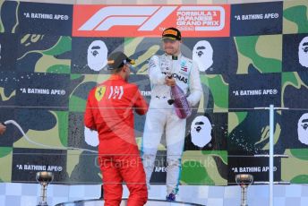 World © Octane Photographic Ltd. Formula 1 – Japanese GP - Podium. Mercedes AMG Petronas Motorsport AMG F1 W10 EQ Power+ - Valtteri Bottas and Scuderia Ferrari SF90 – Sebastian Vettel. Suzuka Circuit, Suzuka, Japan. Sunday 13th October 2019.