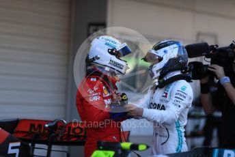 World © Octane Photographic Ltd. Formula 1 – Japanese GP - Parc Ferme. Mercedes AMG Petronas Motorsport AMG F1 W10 EQ Power+ - Valtteri Bottas and Scuderia Ferrari SF90 – Sebastian Vettel. Suzuka Circuit, Suzuka, Japan. Sunday 13th October 2019.