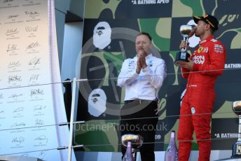 World © Octane Photographic Ltd. Formula 1 – Japanese GP - Podium. Mercedes AMG Petronas Motorsport AMG F1 W10 EQ Power+ Chief Aerodynamicist, Scuderia Ferrari SF90 – Sebastian Vettel. Suzuka Circuit, Suzuka, Japan. Sunday 13th October 2019.