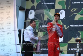 World © Octane Photographic Ltd. Formula 1 – Japanese GP - Podium. Mercedes AMG Petronas Motorsport AMG F1 W10 EQ Power+ Chief Aerodynamicist, Scuderia Ferrari SF90 – Sebastian Vettel. Suzuka Circuit, Suzuka, Japan. Sunday 13th October 2019.