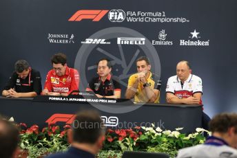 World © Octane Photographic Ltd. Formula 1 - Hungarian GP - Friday FIA Team. Frederic Vasseur – Team Principal and CEO of Sauber Motorsport AG, Guenther Steiner - Team Principal of Haas F1 Team, Mattia Binotto – Team Principal of Scuderia Ferrari, Toyoharu Tanube - Honda Performance Development (HPD) Senior Manager and Cyril Abiteboul - Managing Director of Renault Sport Racing Formula 1 Team. Suzuka Circuit, Suzuka, Japan. Friday 11th October 2019.