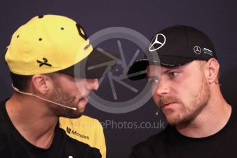 World © Octane Photographic Ltd. Formula 1 – Monaco GP. FIA Drivers Press Conference. Renault Sport F1 Team RS19 – Daniel Ricciardo and Mercedes AMG Petronas Motorsport AMG F1 W10 EQ Power+ - Valtteri Bottas. Monte-Carlo, Monaco. Wednesday 22nd May 2019.