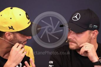 World © Octane Photographic Ltd. Formula 1 – Monaco GP. FIA Drivers Press Conference. Renault Sport F1 Team RS19 – Daniel Ricciardo and Mercedes AMG Petronas Motorsport AMG F1 W10 EQ Power+ - Valtteri Bottas. Monte-Carlo, Monaco. Wednesday 22nd May 2019.