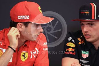 World © Octane Photographic Ltd. Formula 1 – Monaco GP. FIA Drivers Press Conference. Scuderia Ferrari SF90 – Charles Leclerc and Aston Martin Red Bull Racing RB15 – Max Verstappen. Monte-Carlo, Monaco. Wednesday 22nd May 2019.