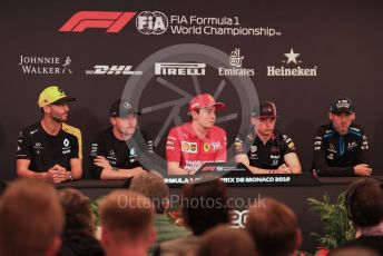 World © Octane Photographic Ltd. Formula 1 – Monaco GP. FIA Drivers Press Conference. Mercedes AMG Petronas Motorsport AMG F1 W10 EQ Power+ - Valtteri Bottas, Scuderia Ferrari SF90 – Charles Leclerc, ROKiT Williams Racing FW42 – Robert Kubica, Aston Martin Red Bull Racing RB15 – Max Verstappen, Renault Sport F1 Team RS19 – Daniel Ricciardo. Monte-Carlo, Monaco. Wednesday 22nd May 2019.