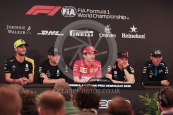 World © Octane Photographic Ltd. Formula 1 – Monaco GP. FIA Drivers Press Conference. Mercedes AMG Petronas Motorsport AMG F1 W10 EQ Power+ - Valtteri Bottas, Scuderia Ferrari SF90 – Charles Leclerc, ROKiT Williams Racing FW42 – Robert Kubica, Aston Martin Red Bull Racing RB15 – Max Verstappen, Renault Sport F1 Team RS19 – Daniel Ricciardo. Monte-Carlo, Monaco. Wednesday 22nd May 2019.
