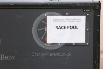 World © Octane Photographic Ltd. Formula 1 – Monaco GP. Setup. Mercedes AMG High Performance Powertrains "Race Pool" box label. Monte-Carlo, Monaco. Wednesday 22nd May 2019.