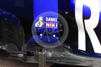 World © Octane Photographic Ltd. Formula 1 – Monaco GP. Scrutineering. Scuderia Toro Rosso STR14 with Danke Niki markings. Monte-Carlo, Monaco. Wednesday 22nd May 2019.