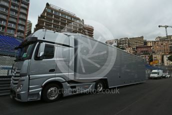 World © Octane Photographic Ltd. Formula 1 – Monaco GP. Atmosphere/F1 truck on track. Monte-Carlo, Monaco. Wednesday 22nd May 2019.