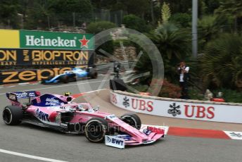 World © Octane Photographic Ltd. Formula 1 – Monaco GP. Practice 1. SportPesa Racing Point RP19 – Lance Stroll and ROKiT Williams Racing FW 42 – George Russell. Monte-Carlo, Monaco. Thursday 23rd May 2019.