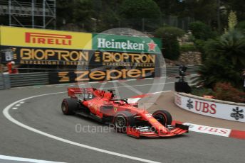 World © Octane Photographic Ltd. Formula 1 – Monaco GP. Practice 1. Scuderia Ferrari SF90 – Sebastian Vettel. Monte-Carlo, Monaco. Thursday 23rd May 2019.