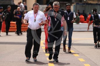 World © Octane Photographic Ltd. Formula 1 - Monaco GP. Practice 3. Zak Brown - Executive Director of McLaren Technology Group and Otmar Szafnauer - Team Principal of SportPesa Racing Point.  Monte-Carlo, Monaco. Saturday 25th May 2019.