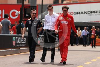 World © Octane Photographic Ltd. Formula 1 - Monaco GP. Practice 3. Christian Horner - Team Principal of Red Bull Racing, Toto Wolff - Executive Director & Head of Mercedes - Benz Motorsport and Mattia Binotto – Team Principal of Scuderia Ferrari. Monte-Carlo, Monaco. Saturday 25th May 2019.