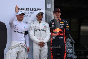 World © Octane Photographic Ltd. Formula 1 – Monaco GP. Qualifying. Mercedes AMG Petronas Motorsport AMG F1 W10 EQ Power+ - Lewis Hamilton, Valtteri Bottas and Aston Martin Red Bull Racing RB15 – Max Verstappen. Monte-Carlo, Monaco. Saturday 25th May 2019.