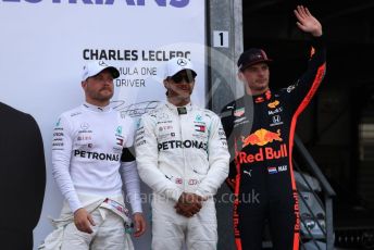 World © Octane Photographic Ltd. Formula 1 – Monaco GP. Qualifying. Mercedes AMG Petronas Motorsport AMG F1 W10 EQ Power+ - Lewis Hamilton, Valtteri Bottas and Aston Martin Red Bull Racing RB15 – Max Verstappen. Monte-Carlo, Monaco. Saturday 25th May 2019.