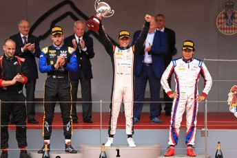 World © Octane Photographic Ltd. FIA Formula 2 (F2) – Monaco GP - Race 1 Podium. ART Grand Prix - Nyck de Vries, Virtuosi Racing - Luca Ghiotto and Carlin - Nobuharu Matsushita. Monte-Carlo, Monaco. Friday 24th May 2019.