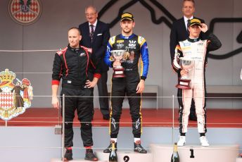 World © Octane Photographic Ltd. FIA Formula 2 (F2) – Monaco GP - Race 1 Podium. ART Grand Prix - Nyck de Vries and Virtuosi Racing - Luca Ghiotto. Monte-Carlo, Monaco. Friday 24th May 2019.