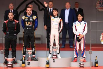 World © Octane Photographic Ltd. FIA Formula 2 (F2) – Monaco GP - Race 1 Podium. ART Grand Prix - Nyck de Vries, Virtuosi Racing - Luca Ghiotto and Carlin - Nobuharu Matsushita. Monte-Carlo, Monaco. Friday 24th May 2019.