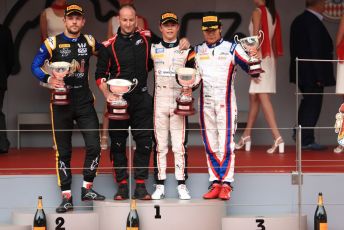 World © Octane Photographic Ltd. FIA Formula 2 (F2) – Monaco GP - Race 1 Podium. ART Grand Prix - Nyck de Vries, Virtuosi Racing - Luca Ghiotto and Carlin - Nobuharu Matsushita. Monte-Carlo, Monaco. Friday 24th May 2019.