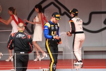 World © Octane Photographic Ltd. FIA Formula 2 (F2) – Monaco GP - Race 1 Podium. ART Grand Prix - Nyck de Vries, Virtuosi Racing - Luca Ghiotto and Carlin - Nobuharu Matsushita. Monte-Carlo, Monaco. Friday 24th May 2019.