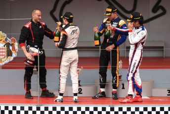 World © Octane Photographic Ltd. FIA Formula 2 (F2) – Monaco GP - Race 1 Podium. ART Grand Prix - Nyck de Vries, Virtuosi Racing - Luca Ghiotto and Carlin - Nobuharu Matsushita. Monte-Carlo, Monaco. Friday 24th May 2019.