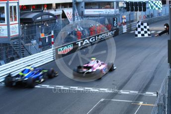 World © Octane Photographic Ltd. FIA Formula 2 (F2) – Monaco GP - Race 2. Carlin - Louis Deletraz and Virtuosi Racing - Guanyu Zhou. Monte-Carlo, Monaco. Saturday 25th May 2019.