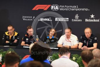 World © Octane Photographic Ltd. Formula 1 - Monaco GP. Thursday FIA Team Press Conference. Cyril Abiteboul - Managing Director of Renault Sport Racing Formula 1 Team, Christian Horner - Team Principal of Red Bull Racing, Claire Williams - Deputy Team Principal of ROKiT Williams Racing, Zak Brown - Executive Director of McLaren Technology Group and Andy Stevenson – Sporting Director at SportPesa Racing Point. Monte-Carlo, Monaco. Thursday 23rd May 2019.