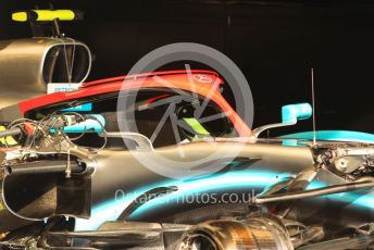 World © Octane Photographic Ltd. Formula 1 – Monaco GP. Pitlane. Mercedes AMG Petronas Motorsport AMG F1 W10 EQ Power+ with red Niki Lauda tribute halo. Monte-Carlo, Monaco. Saturday 25th May 2019.