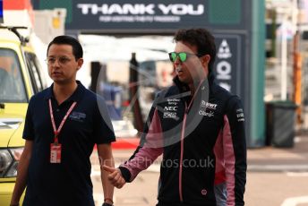 World © Octane Photographic Ltd. Formula 1 – Monaco GP. Paddock. SportPesa Racing Point RP19 - Sergio Perez. Monte-Carlo, Monaco. Thursday 23rd May 2019.