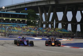 World © Octane Photographic Ltd. Formula 1 – Singapore GP - Practice 1. Aston Martin Red Bull Racing RB15 – Max Verstappen and Scuderia Toro Rosso - Pierre Gasly. Marina Bay Street Circuit, Singapore. Friday 20th September 2019.