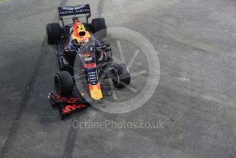 World © Octane Photographic Ltd. Formula 1 – Singapore GP - Practice 2. Aston Martin Red Bull Racing RB15 – Alexander Albon damages his front wing. Marina Bay Street Circuit, Singapore. Friday 20th September 2019.
