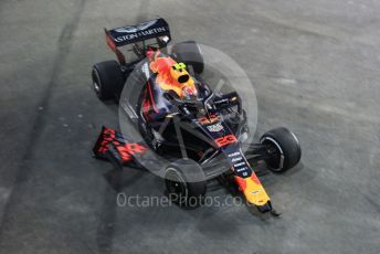 World © Octane Photographic Ltd. Formula 1 – Singapore GP - Practice 2. Aston Martin Red Bull Racing RB15 – Alexander Albon damages his front wing. Marina Bay Street Circuit, Singapore. Friday 20th September 2019.