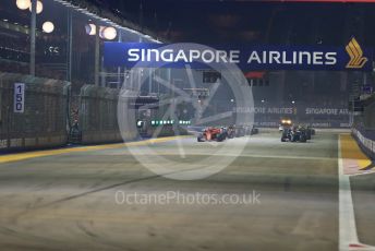 World © Octane Photographic Ltd. Formula 1 – Singapore GP - Race. Scuderia Ferrari SF90 – Charles Leclerc leads race start Marina Bay Street Circuit, Singapore. Sunday 22nd September 2019.