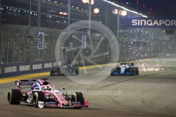 World © Octane Photographic Ltd. Formula 1 – Singapore GP - Race. Haas F1 Team VF19 – Romain Grosjean and ROKiT Williams Racing FW42 – Robert Kubica. Marina Bay Street Circuit, Singapore. Sunday 22nd September 2019.