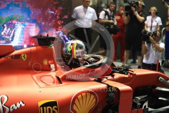 World © Octane Photographic Ltd. Formula 1 – Singapore GP - Race Podium. Scuderia Ferrari SF90 – Sebastian Vettel. Marina Bay Street Circuit, Singapore. Sunday 22nd September 2019.