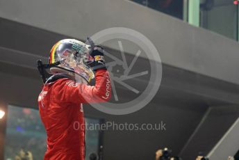 World © Octane Photographic Ltd. Formula 1 – Singapore GP - Race Podium. Scuderia Ferrari SF90 – Sebastian Vettel. Marina Bay Street Circuit, Singapore. Sunday 22nd September 2019.