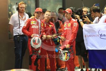 World © Octane Photographic Ltd. Formula 1 – Singapore GP - Race Podium. Scuderia Ferrari SF90 – Sebastian Vettel and Charles Leclerc. Marina Bay Street Circuit, Singapore. Sunday 22nd September 2019.